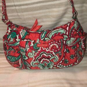 Bella Taylor Paisley Quilted Coral Green White Small Shoulder Hobo Bag Purse